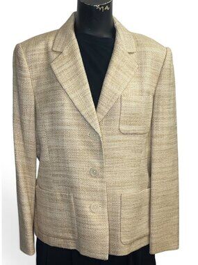 Michael Michael Kors Beige Textured Blazer Jacket Womens Size 42